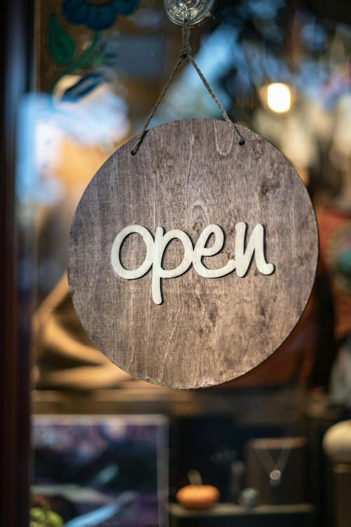 Open sign, local business